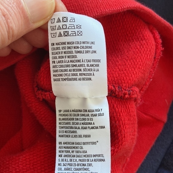 𝅺american Eagle Colour-Blocked Sweatshirt Red White Navy Size Large - Picture 8 of 9